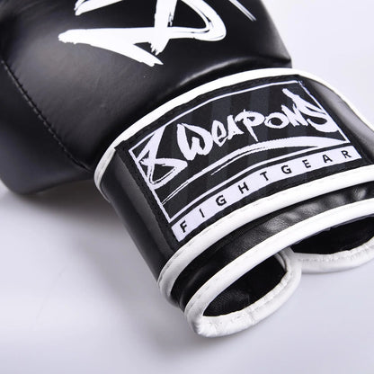 8 Weapons Unlimited Muay Thai Boxing Gloves - Black/White