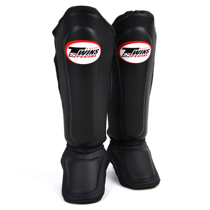 Twins Leather  Double Padded Shin Guards  - Black