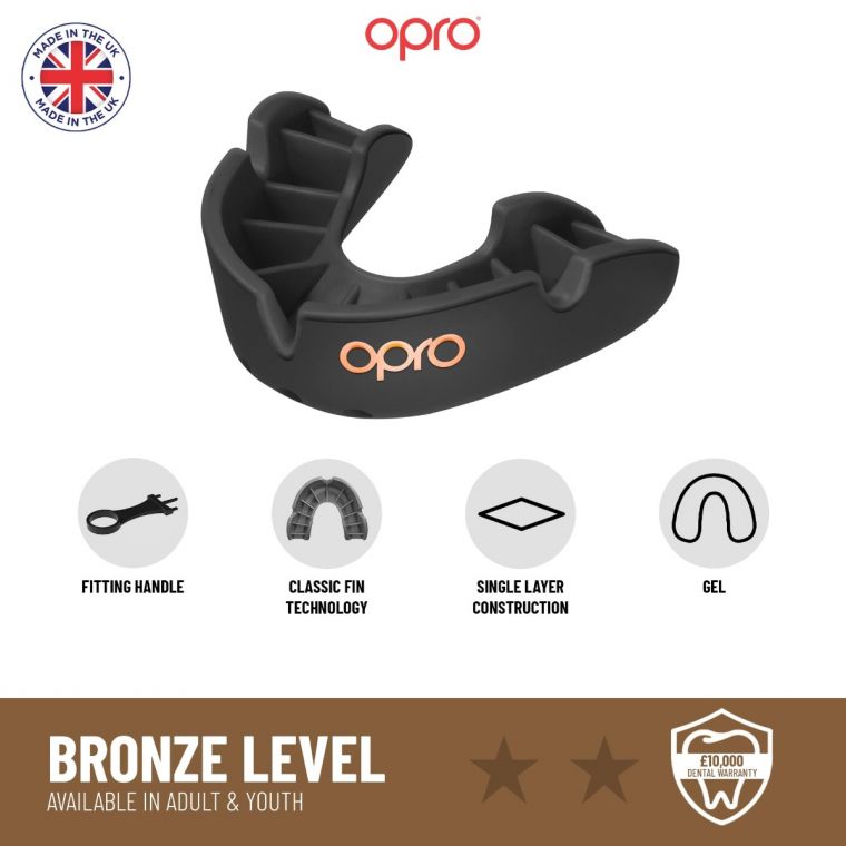 Opro UFC Kids Bronze Self Fit Mouth Guard - Black