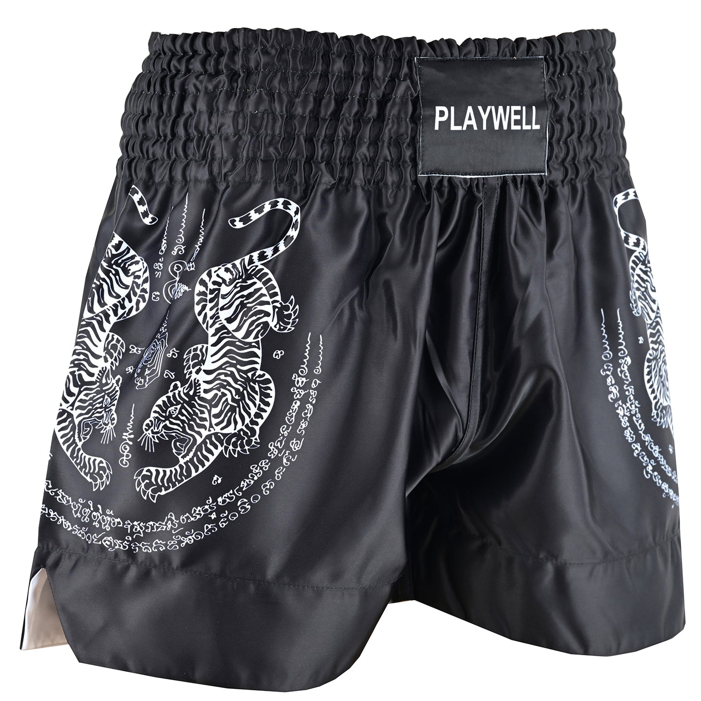 Twin Tiger Satin Muay Thai Competition Fight Shorts  - Black
