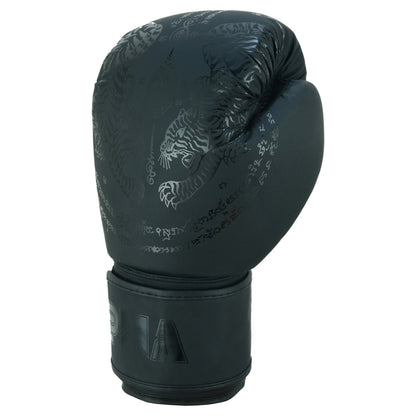 Kids Twin Tigers Muay Thai Boxing Gloves & Shin Pads Set - Black