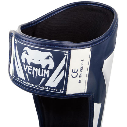 Venum Muay Thai Stand Up Elite Shin Guards - Navy Blue/White