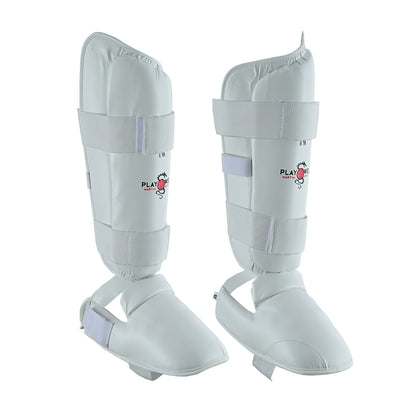 WUKF Style Karate Competion White Shin Guards  - Pair