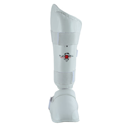 WUKF Style Karate Competion White Shin Guards  - Pair