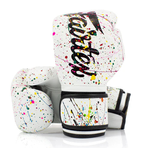 Fairtex BGV14PT Painter Microfibre Boxing Gloves - White