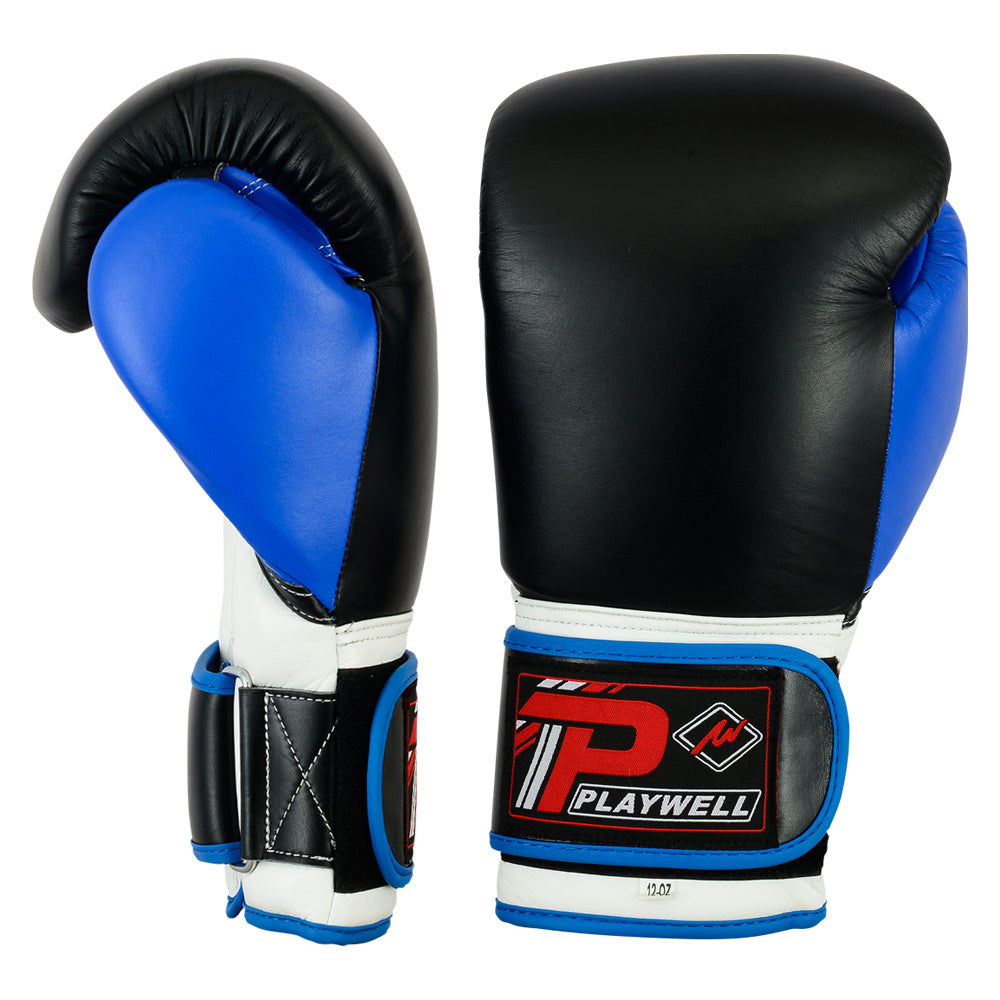 Elite Range: Pro V2P Leather Boxing Glove - Black/Blue