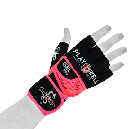 Playwell Elite Ladies Pro Gel Hand Wrap Gloves - Black/Pink