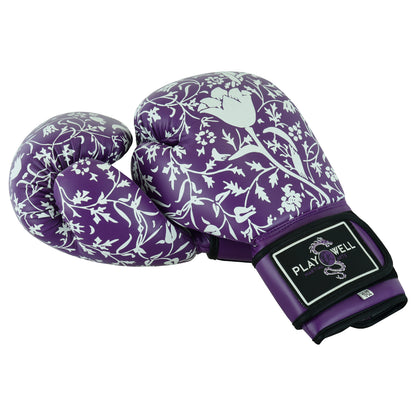 Ladies Beginners Purple Boxing Gloves - Flowers