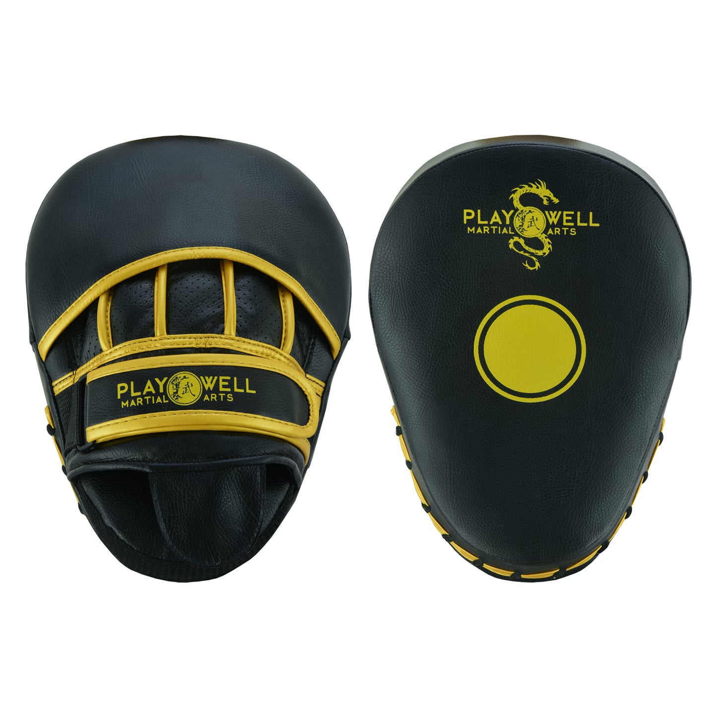 Playwell Rexine Leather Curved Target Focus Pads - Black/Gold
