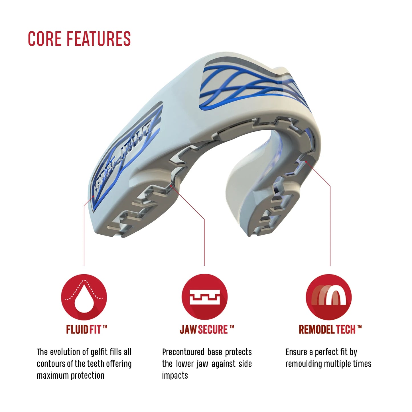 SAFEJAWZ Nitro Series Self Fit Mouthguards - White