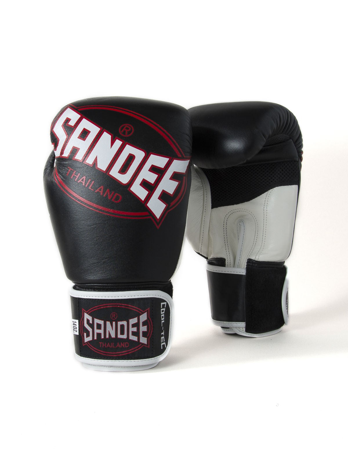 Sandee Black Leather Cool Tech Muay Thai Boxing Gloves  - Black