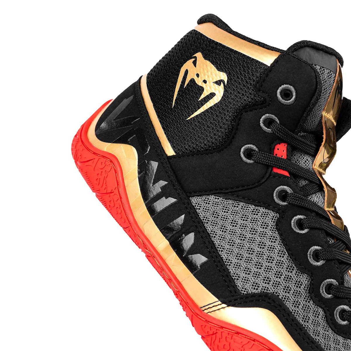 Venum Elite Premium Wrestling Shoes - Black/Gold/Red