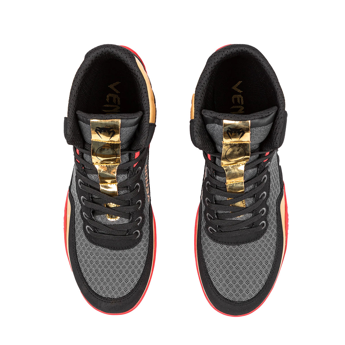 Venum Elite Premium Wrestling Shoes - Black/Gold/Red