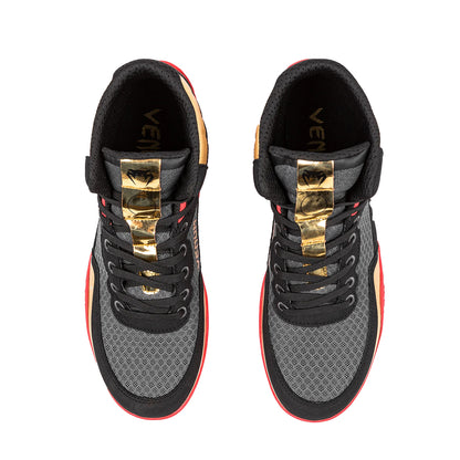 Venum Elite Premium Wrestling Shoes - Black/Gold/Red